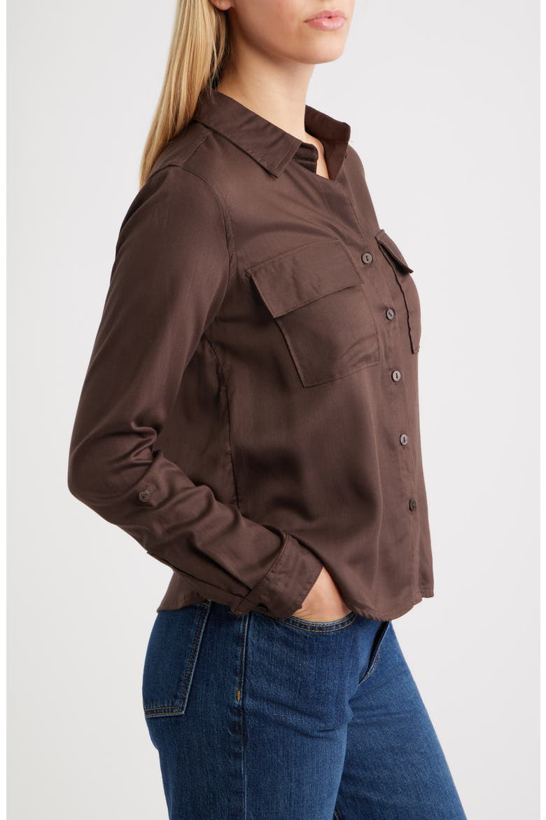 Felicity Button-Up Shirt, Alternate, color, HOT FUDGE