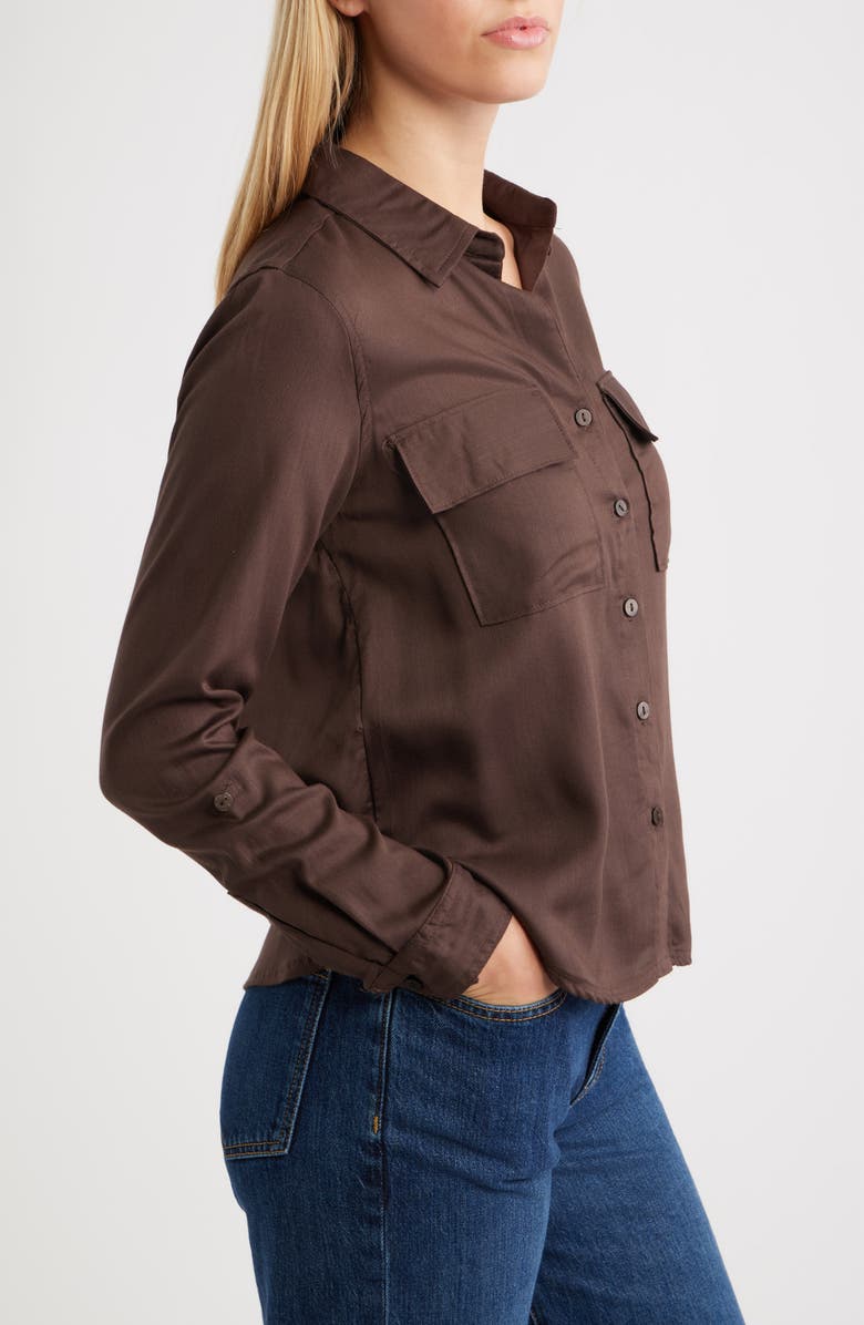 beachlunchlounge Felicity Button-Up Shirt, Alternate, color, Hot Fudge
