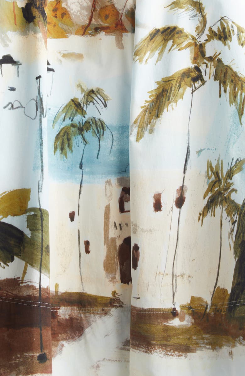 Oscar de la Renta Dominican Landscape Stretch Poplin Sundress, Alternate, color, Blue Green Mult