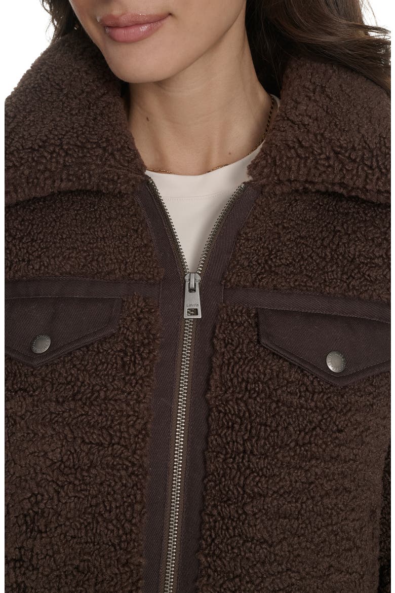 Fleece & Denim Bomber Jacket, Alternate, color, CHOCOL BRO