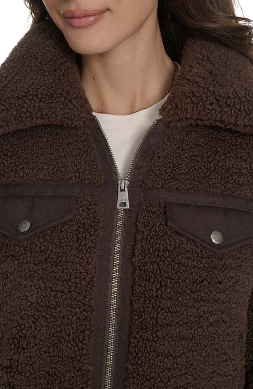Levi's Fleece & Denim Bomber Jacket In Brown