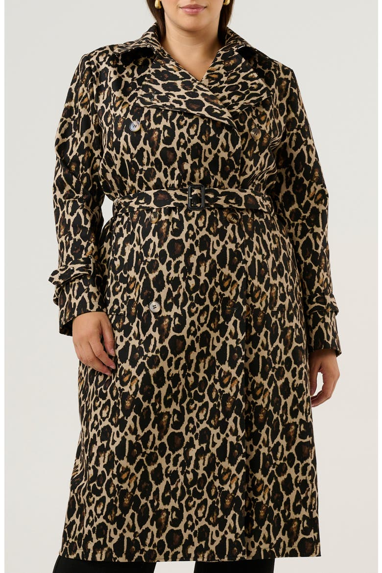 Shari Leopard Trench Coat, Main, color, LEOPARD