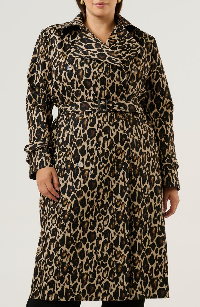 Estelle Shari Leopard Trench Coat, Main, color, Leopard
