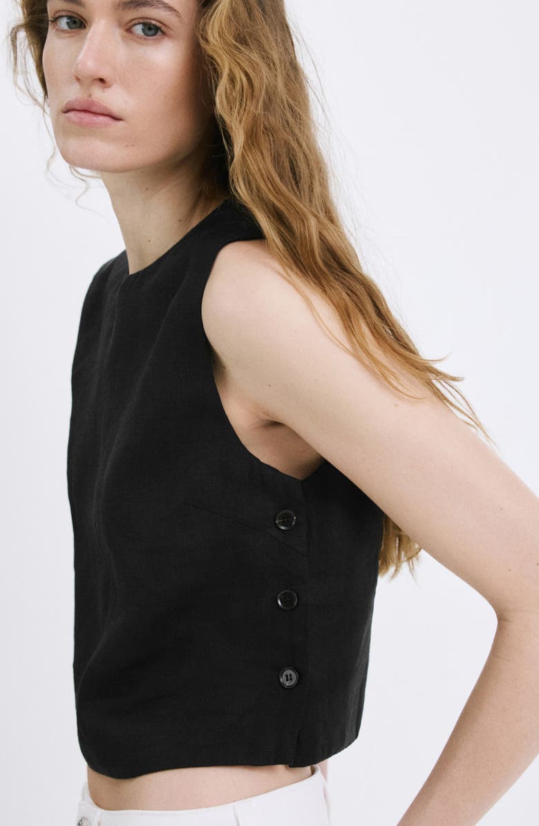 MANGO Linen Crop Top, Alternate, color, 