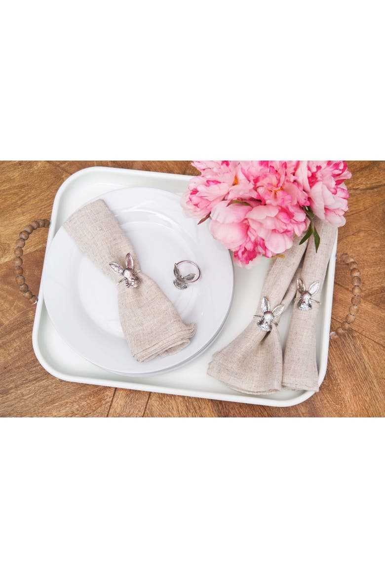 Silver Bunny Head Napkin Rings Set of 4, Alternate, color, Silver