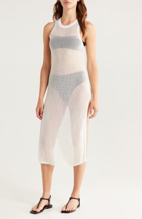 Sheer Open Knit Cover-Up Dress