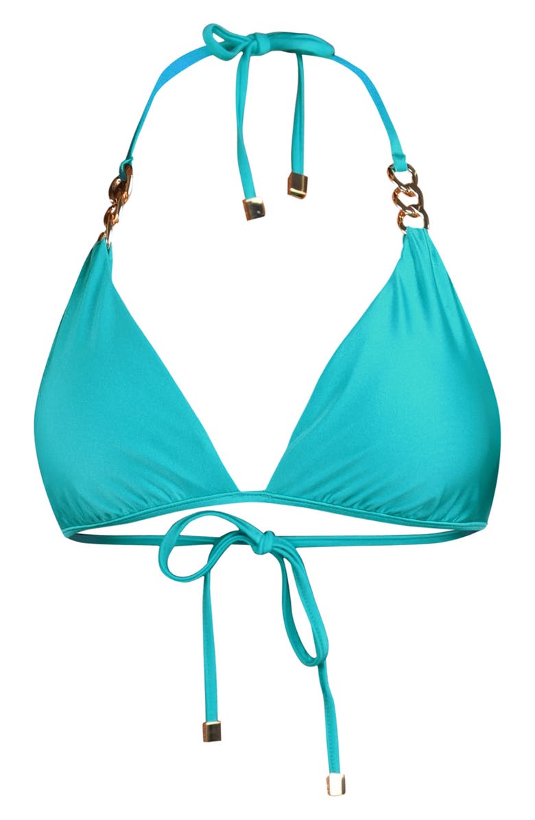 L'AGENCE Annabelle ShimmerTriangle Bikini Top, Alternate, color, Aqua