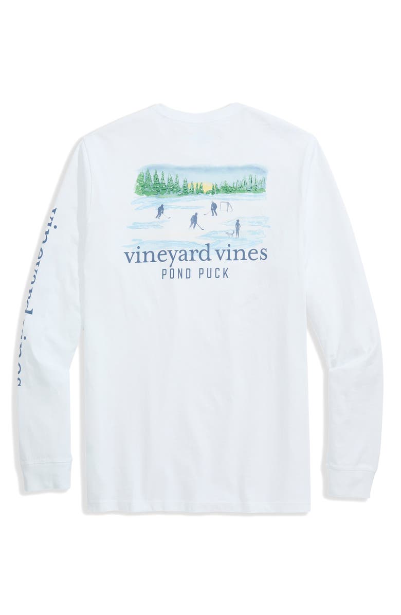 vineyard vines Pond Puck Long Sleeve Pocket Graphic T-Shirt, Alternate, color, White Cap