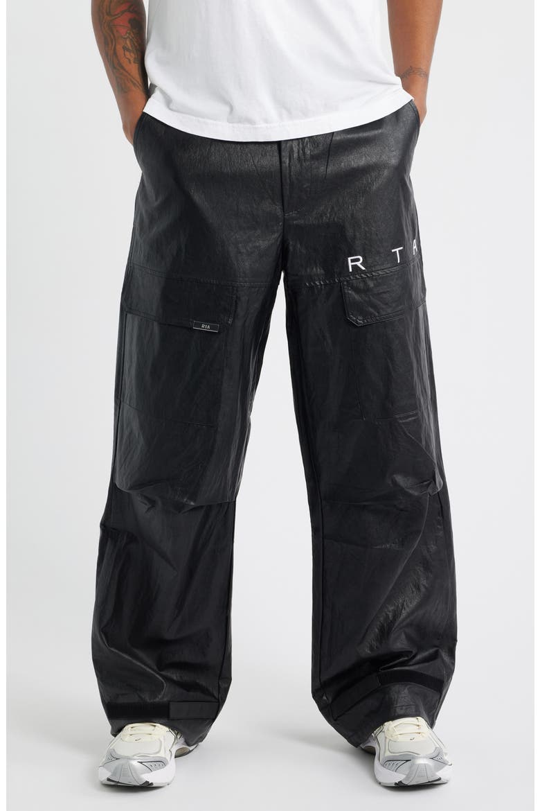 Wylie Baggy Faux Leather Cargo Pants, Main, color, SHINY BLACK