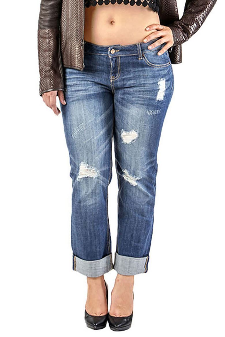 X-Boyfriend Cotton Jeans, Alternate, color, 1961 BARBED