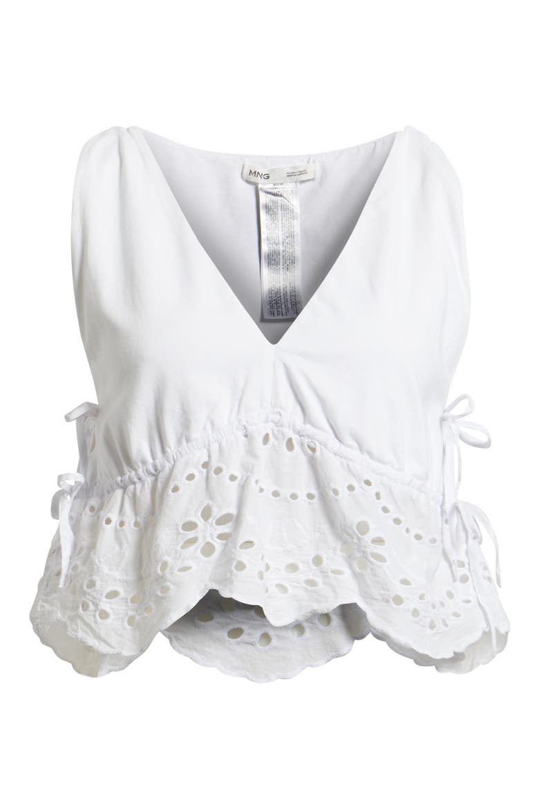 Sere Eyelet Embroidered Side Tie Peplum Top, Alternate, color, WHITE