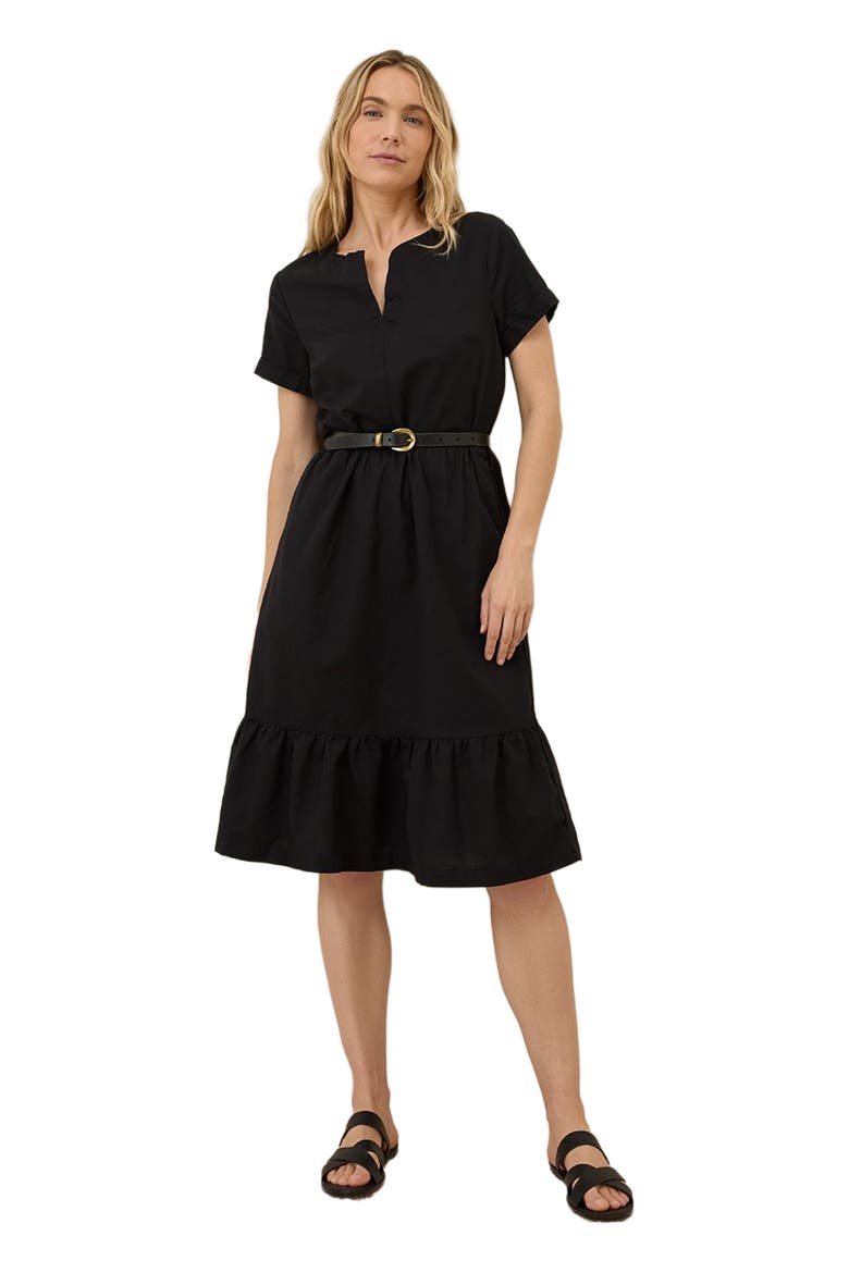 Canopy Linen Notch Neck Dress Made with Organic Cotton, Main, color, Black