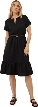 Pact Canopy Linen Notch Neck Dress Made with Organic Cotton