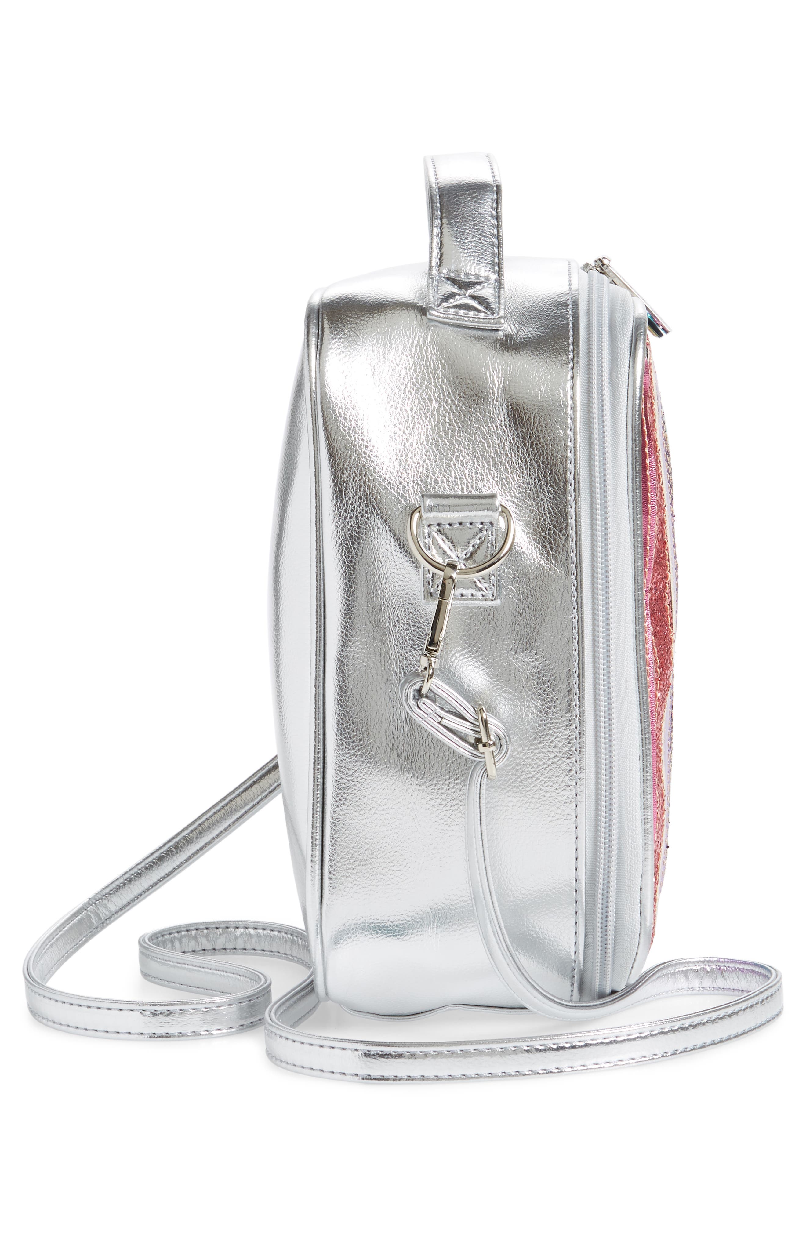 Bari Lynn Glitter Rainbow Stripe Lunchbox, Alternate, color, 