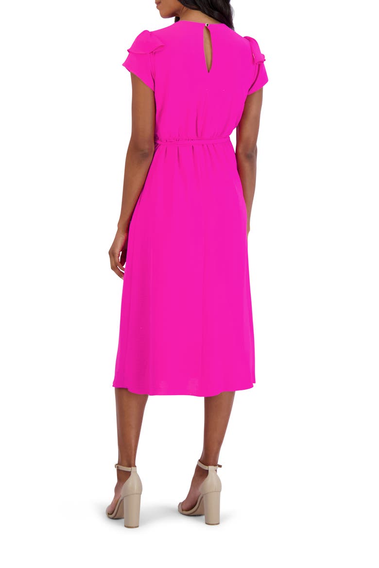 Ruffle Sleeve Empire Waist Midi Dress, Alternate, color, FUCHSIA