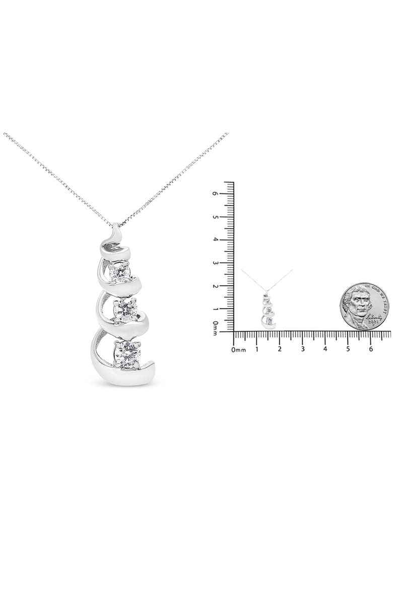 Haus of Brilliance Silver 1/4 cttw Diamond Swirl Shape Pendant Necklace, Alternate, color, White