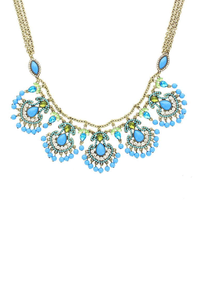 Rissa Cluster Statement Necklace, Main, color, BLUE