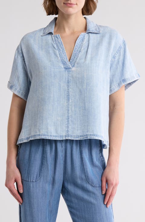 Chambray Polo Top