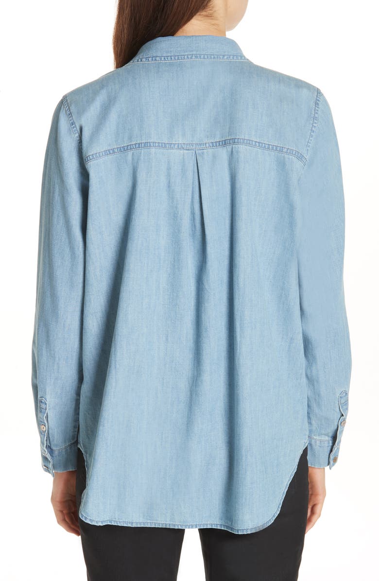 Eileen Fisher Organic Cotton Chambray Shirt, Alternate, color, 