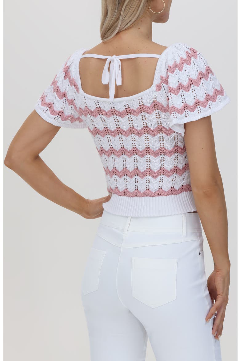 Kalli Chevron Stripe Knit Crop Top, Alternate, color, BLEACH WHITE MULTI