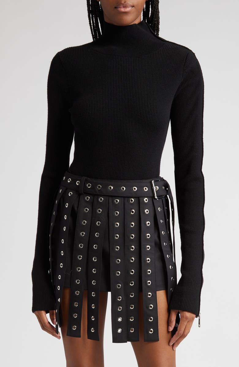 MONSE Zip Detail Merino Wool Blend Turtleneck Sweater, Main, color, 