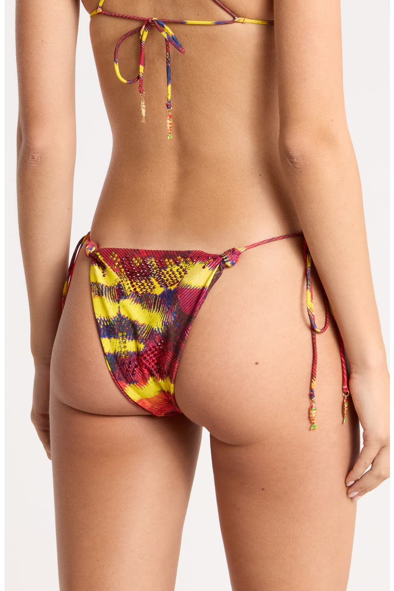 Diamante Crystal Embellished Side Tie Bikini Bottoms, Alternate, color, MULTI