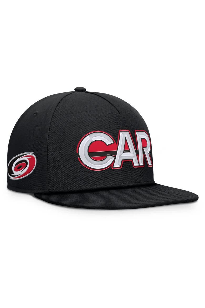 Men's Fanatics Black Carolina Hurricanes Authentic Pro Rink Team Code Snapback Hat, Main, color, Black