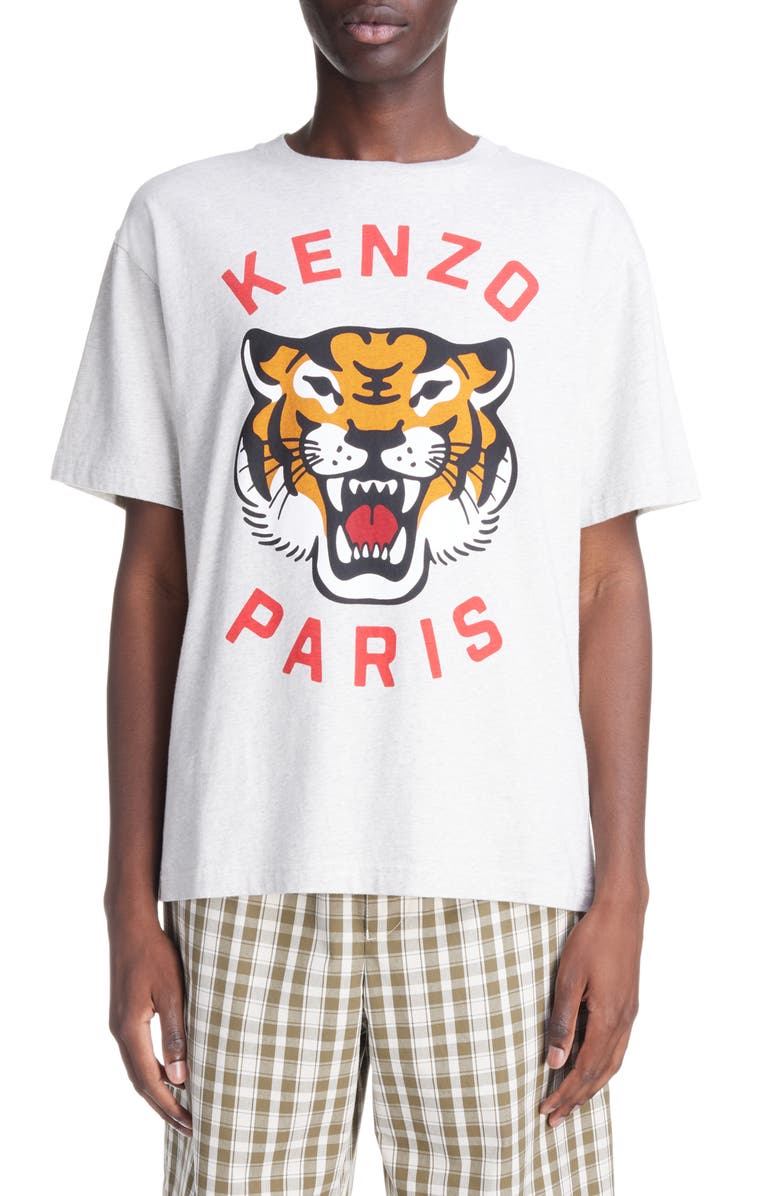 KENZO Lucky Tiger Oversize Cotton Graphic T-Shirt, Main, color, 