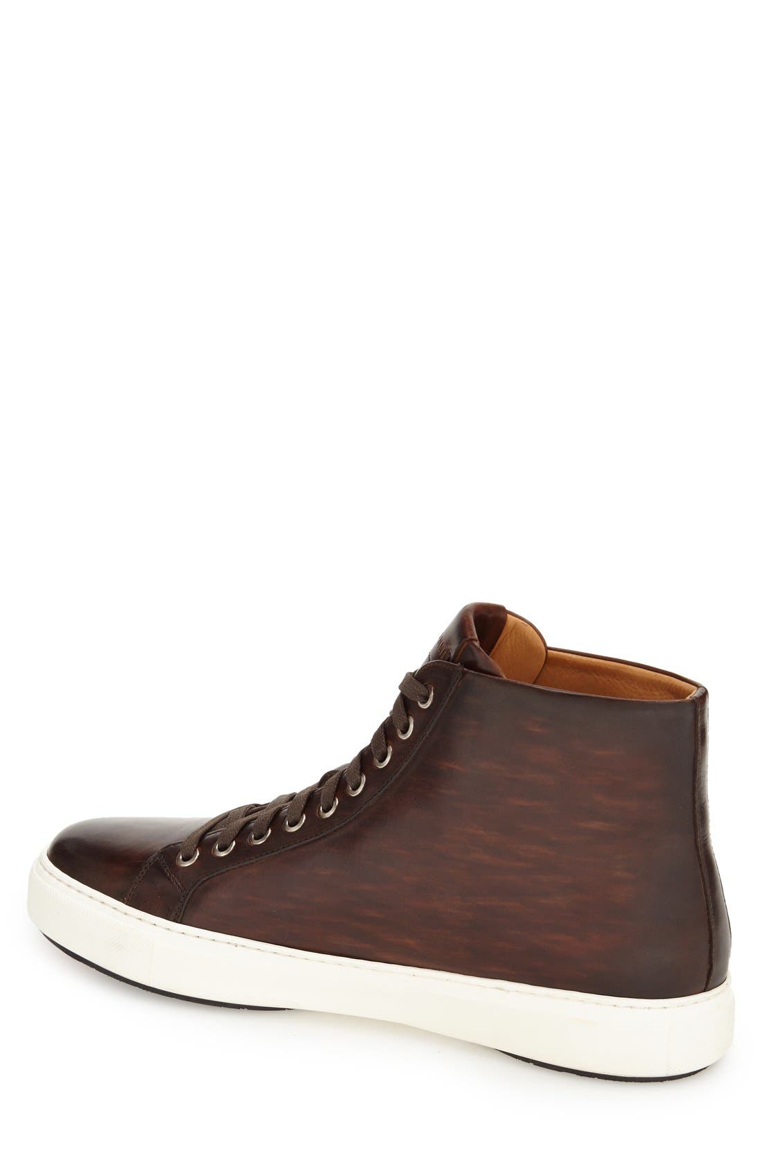 Brando High Top Sneaker, Alternate, color, MID BROWN LEATHER
