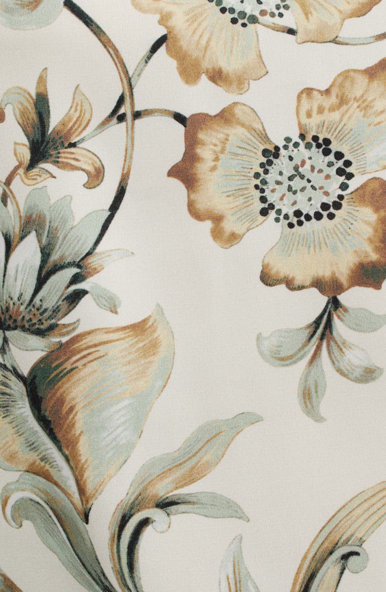 Anne Klein Floral Keyhole Satin Top, Alternate, color, White Dove Multi