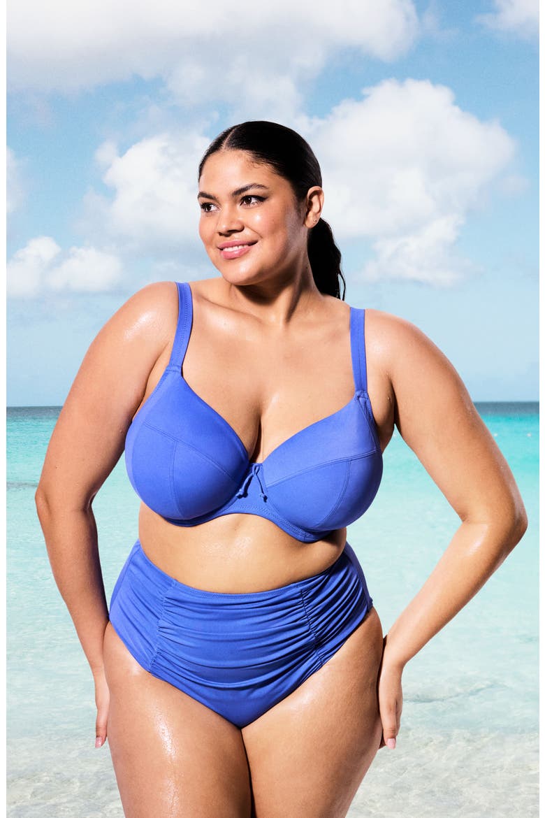 Plain Sailing Underwire Plunge Bikini Top, Alternate, color, AZURE