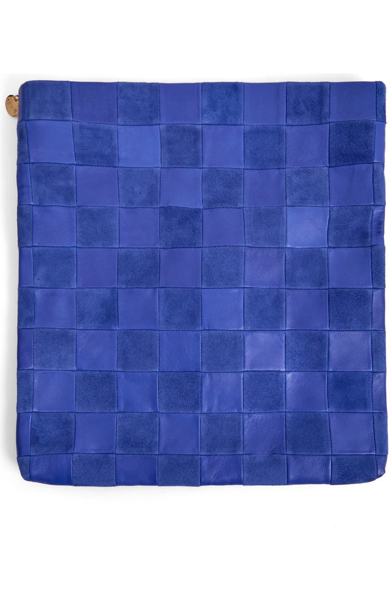 Clare V. Carryall Checkered Leather Clutch, Alternate, color, Lagoon