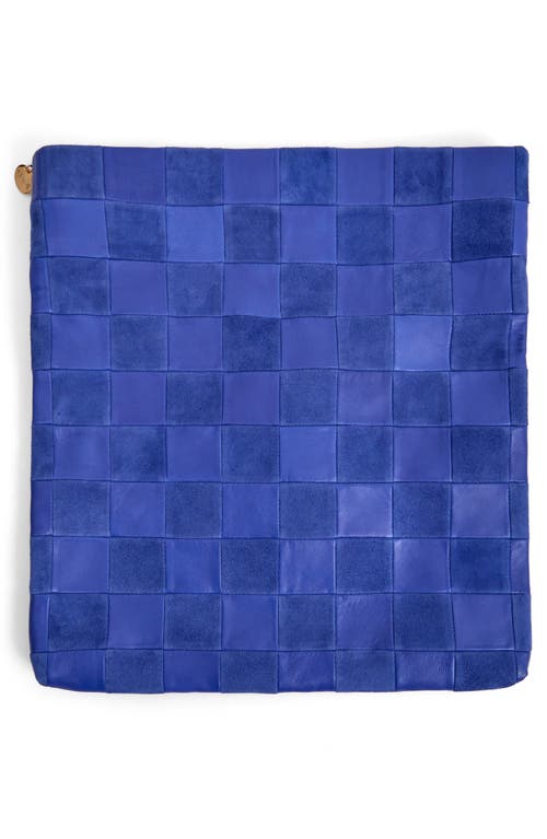 Clare V . Carryall Checkered Leather Clutch In Blue