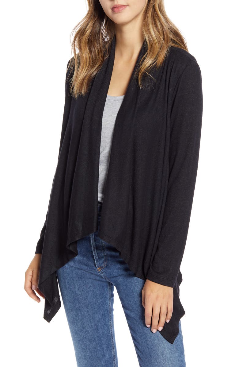 Bobeau Amie Waterfall Knit Cardigan, Main, color,