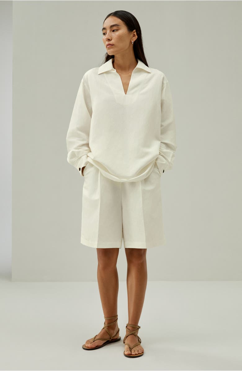 Lilysilk Oversized Silk-Linen Blend Shirt, Alternate, color, Natural White