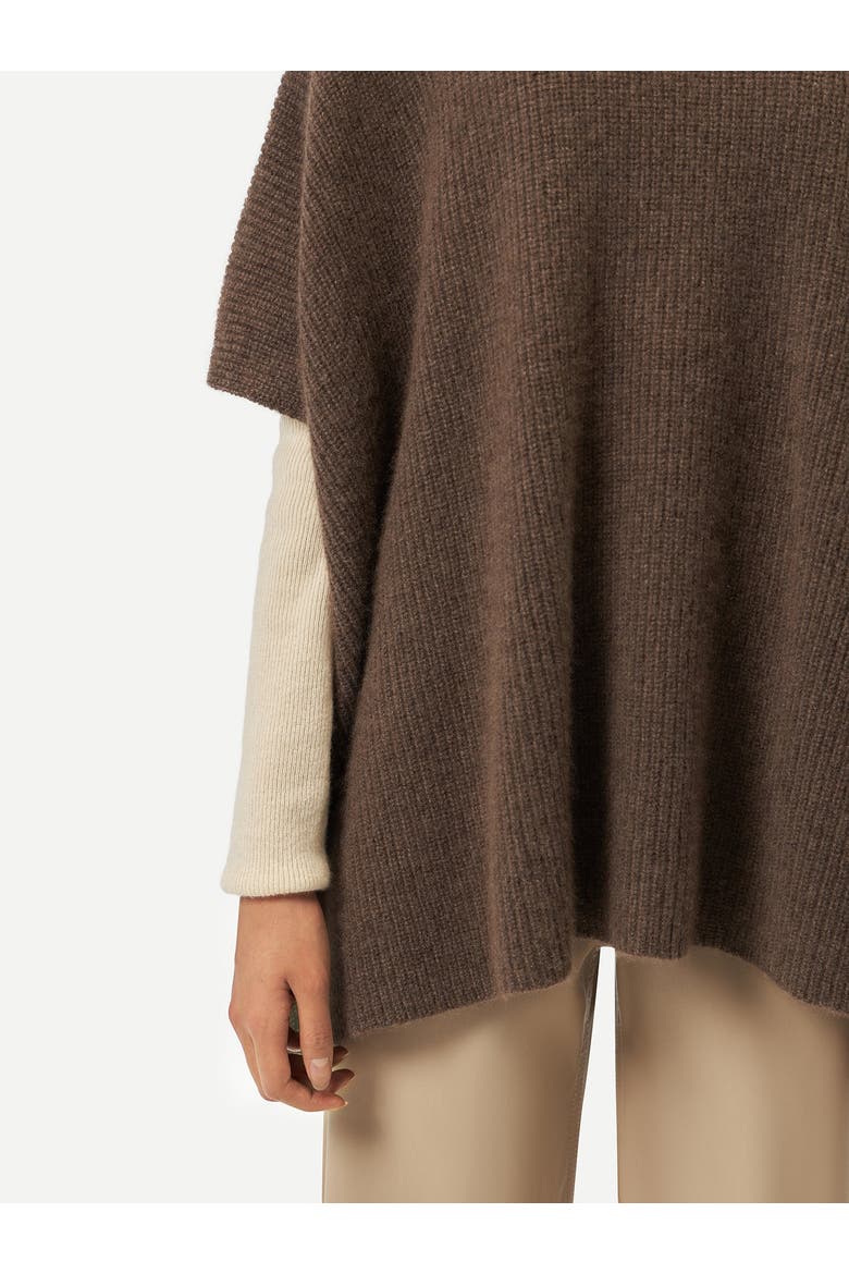 Rib-Knit Cashmere Poncho, Alternate, color, cocoa