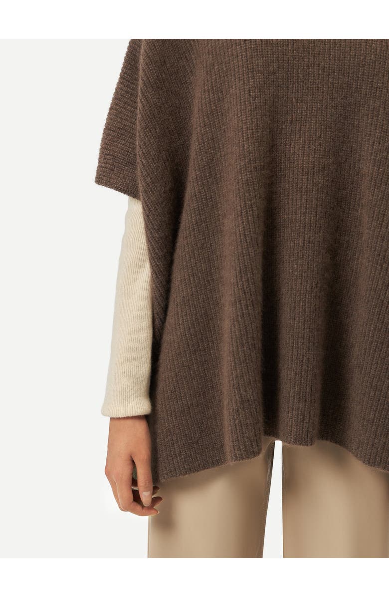 GOBI Mongolian Cashmere Rib-Knit Cashmere Poncho, Alternate, color, Cocoa