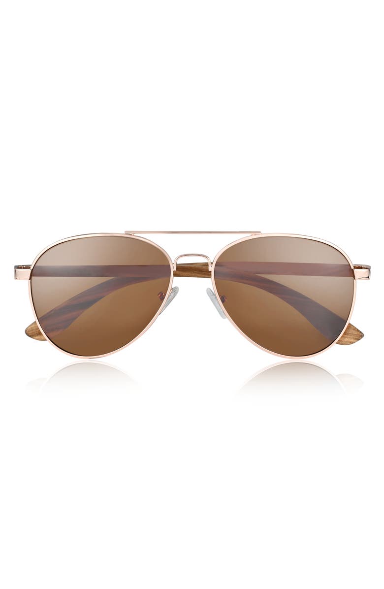 EARTH WOOD Sayulita Polarized Sunglasses, Alternate, color, Zebra/Brown