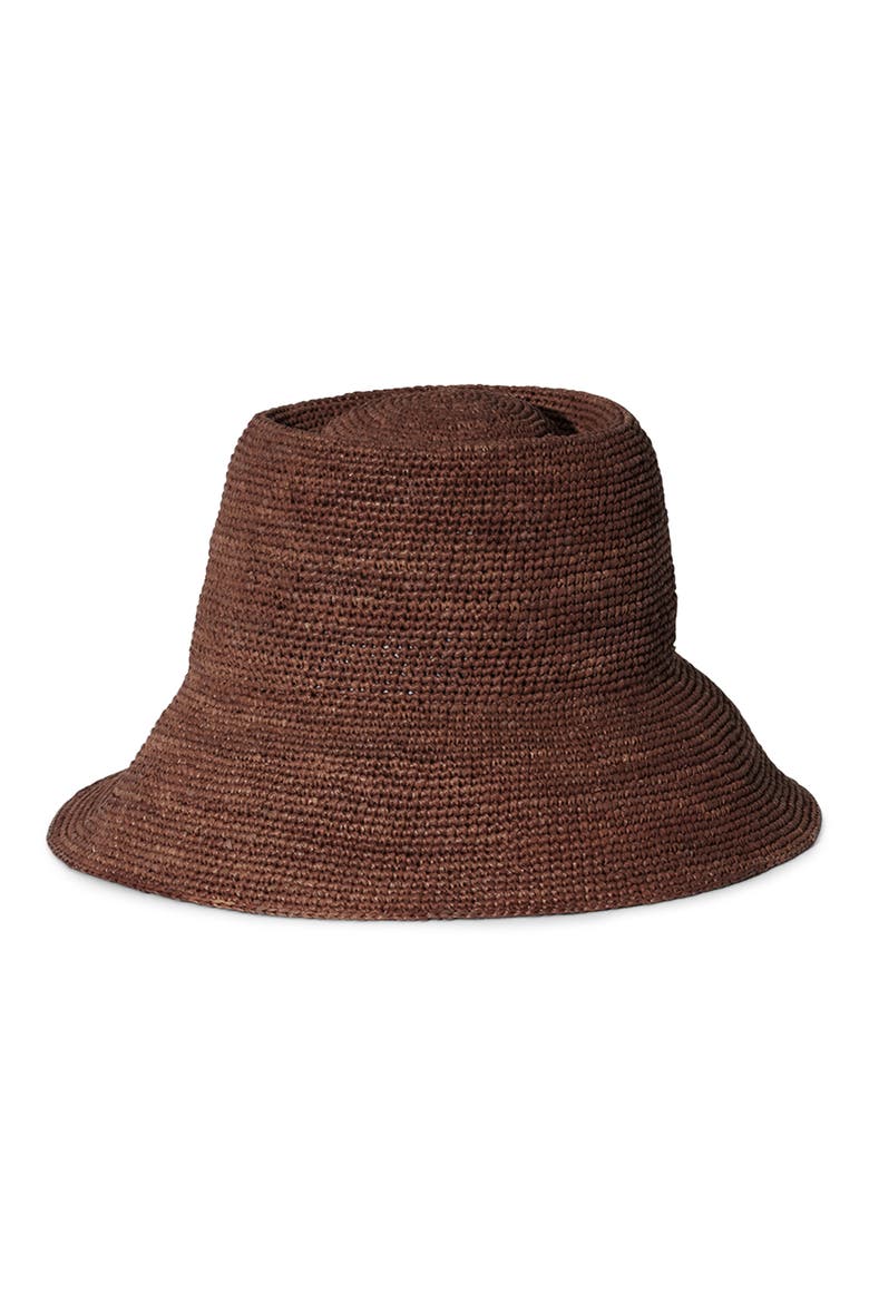 Felix Crochet Raffia Bucket Hat, Main, color, DARK EARTH