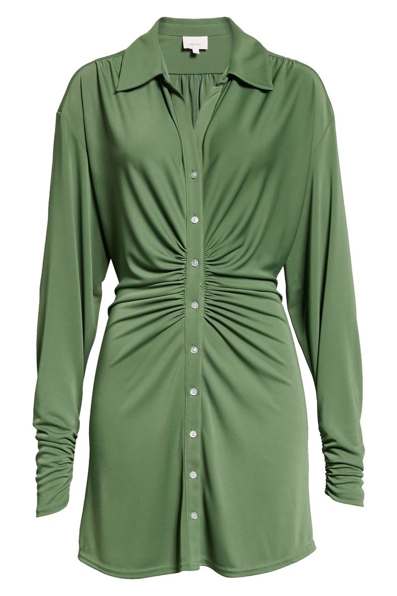 Arden Ruched Long Sleeve Shirtdress, Alternate, color, HEMP