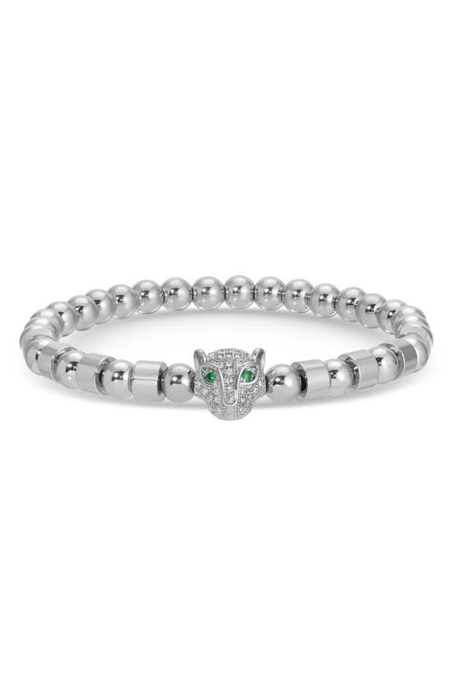 Eye Candy Los Angeles Set Of 3 Metallic Leopard Stretch Bracelets In Silver