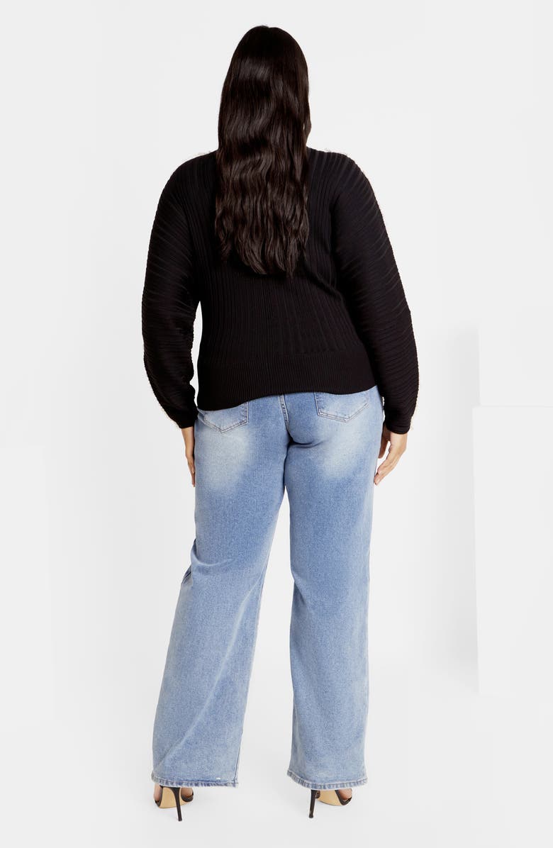 City Chic Miranda Funnel Neck Sweater, Alternate, color, Black