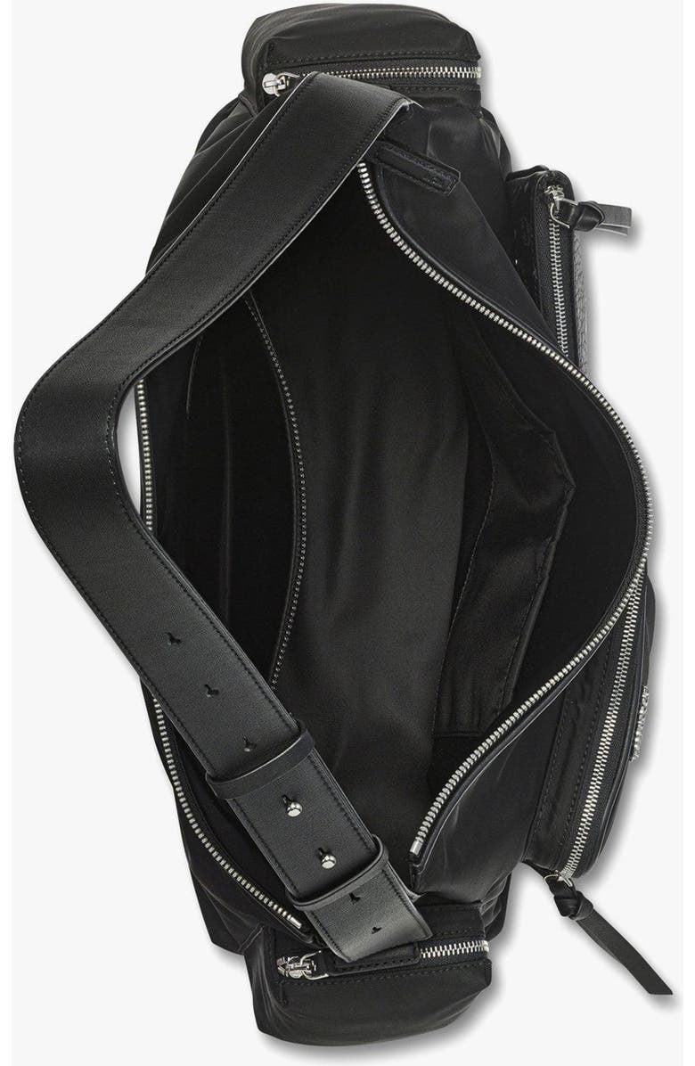 MCM Aren Zip Hobo in ECONYLÂ<sup>®</sup> and Monogram Print Leather, Alternate, color, Black