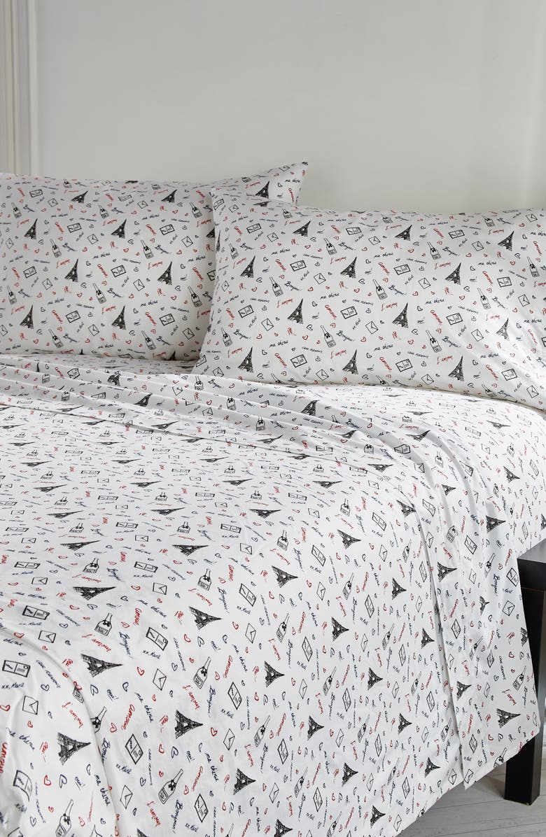 KARL LAGERFELD PARIS Love from Paris Sheet Set, Main, color,