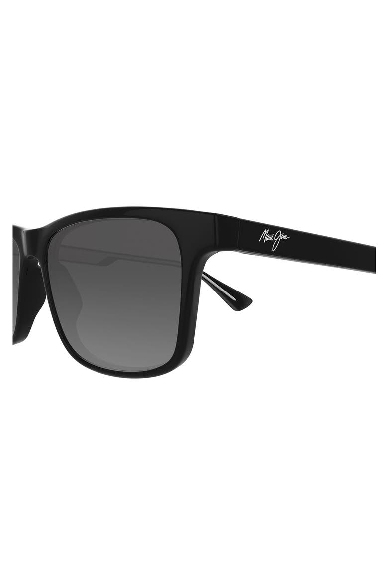Okina 55mm Polarized Rectangular Sunglasses, Alternate, color, BLACK