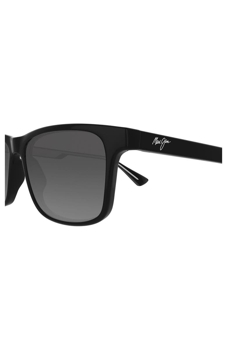 Maui Jim Okina 55mm Polarized Rectangular Sunglasses, Alternate, color, Black
