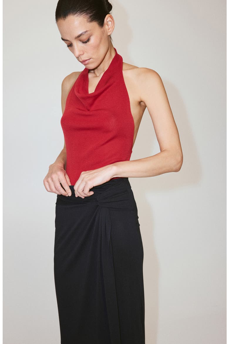 Ruched Midi Skirt, Alternate, color, CHARCOAL