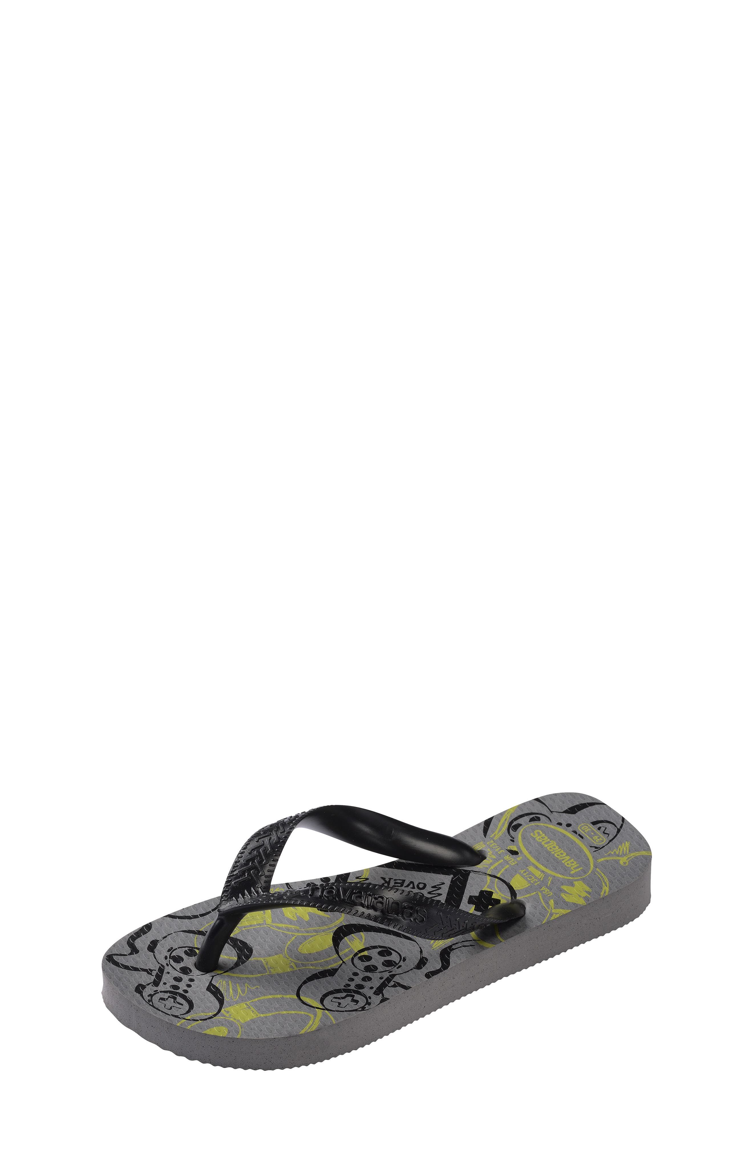 Havaianas Printed Footbed Flip-Flops, Alternate, color, Steel Grey