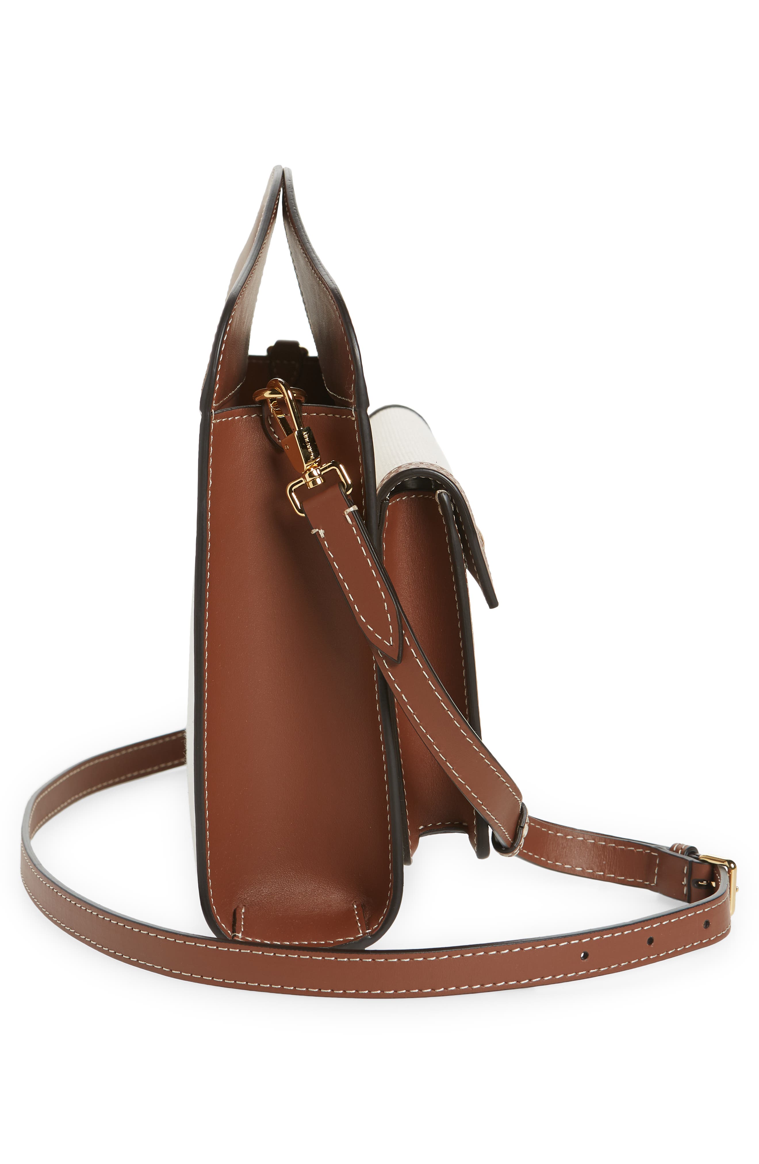 Burberry Mini Two-Tone Canvas & Leather Pocket Bag, Alternate, color, 