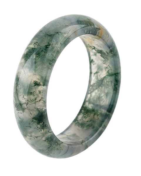 Seaweed  Green jade stone ring